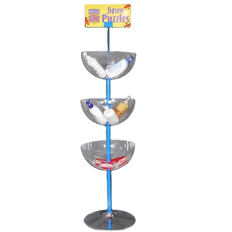 New Metal Base 3-Bowl Shape Holder Shampoo Advertising Retail Shop Clear Acrylic Display Stands