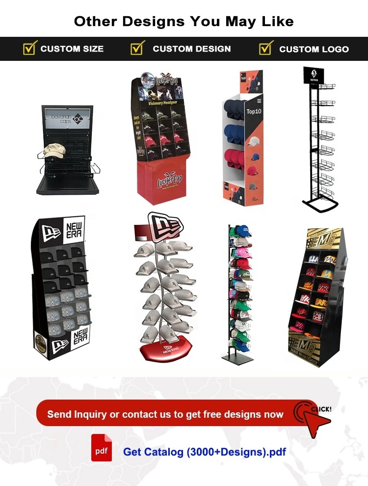 Custom 4/5/6/7 Tiers Retail Rotatable Baseball Hat Display Rack Hat Hanger Shelf Metal Cap Wig Hanger Stand Display