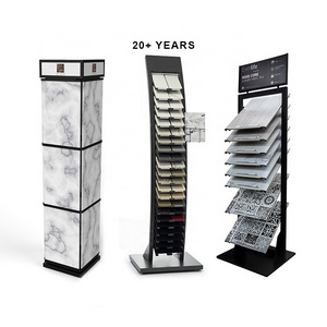 Factory price floor type stone quartz showroom metal tower stand quartz granite marble tile display rack