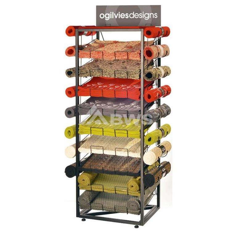 Quality Assured Floor Metal Wire Carpet Display Shelf Carpet Sample Display Rack And Stand