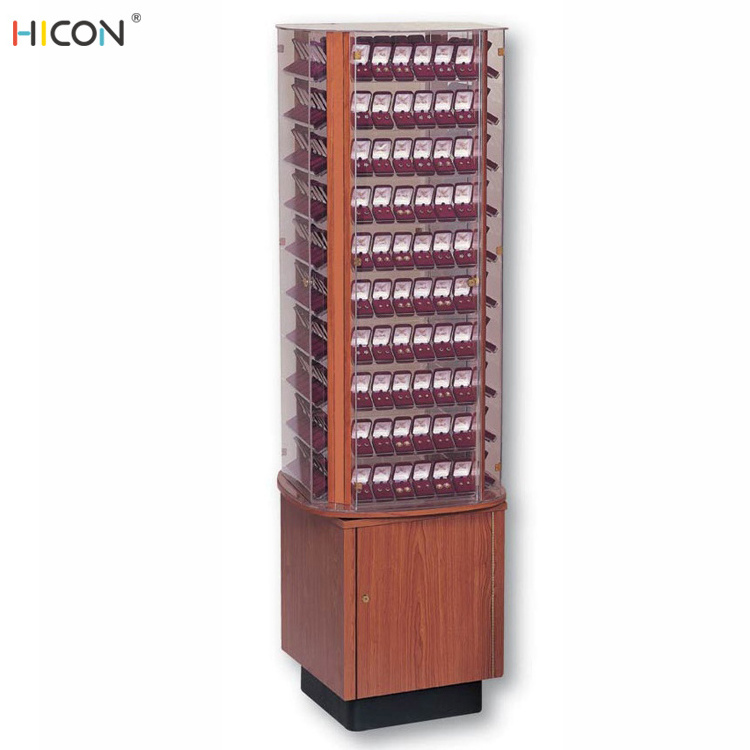 Acrylic Double-Side Fashion Store Display Case For Jewelry, Cheap Rotating Body Jewelry Display Cases