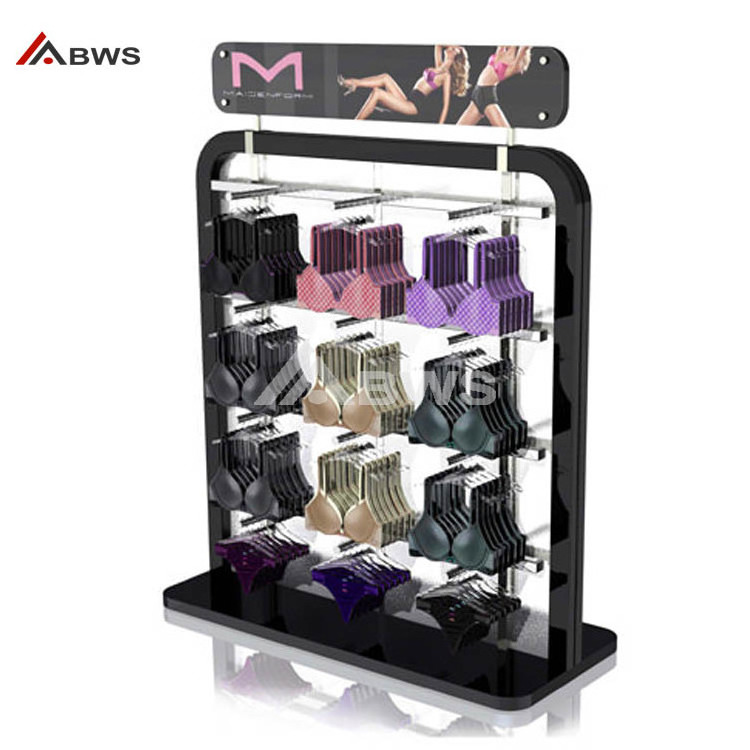 Hot Sale Floor Footwear Display Stand For Stockings Wooden Stockings Metal Hook Display Rack