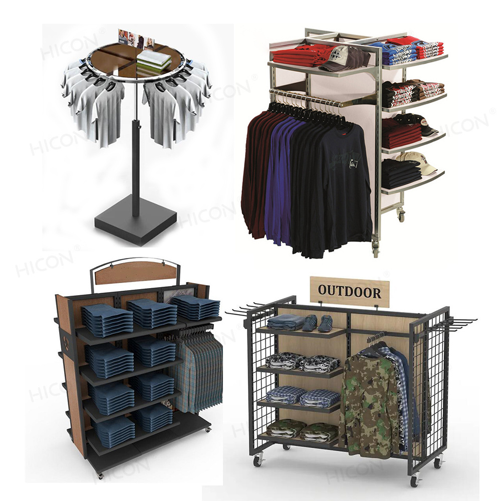 Garment Rack Cover Wall Mounted Slanted Display Shelf For Tee Shirts Shop Cardboard Freestanding Clothes Display Stand