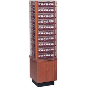 Jewelry Store Equipment Custom Lockable 4-Way Rotating Wood Acrylic Jewelry Display Floor Stands