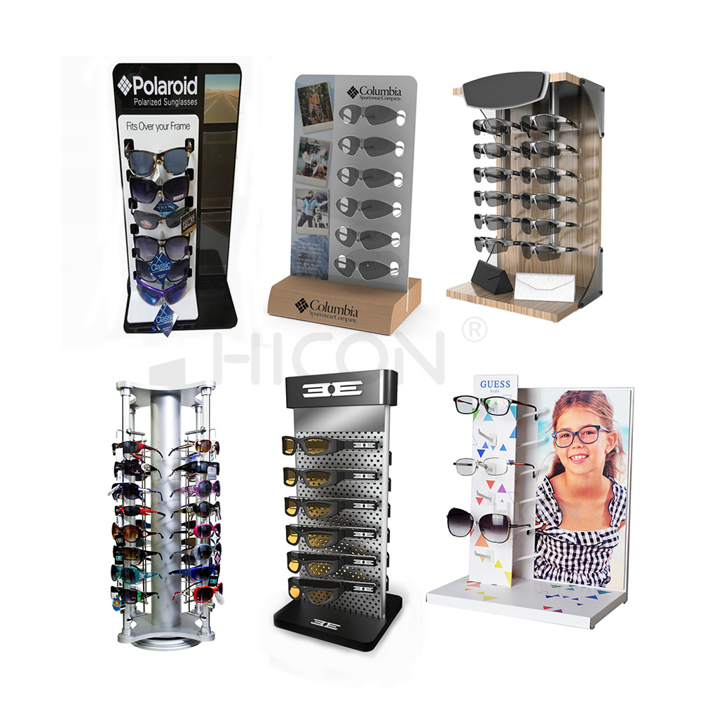 Custom Retail Optical Store Led Shelf Eyeglass Sunglasses Glasses Case Showcase Cabinet Display Rack Stand