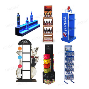 Pop Pos Wooden Cardboard Metal Led Acrylic Water Cola Beer Beverage Drink Liquor Bottle Bar Shelf Stand Wine Display Rack