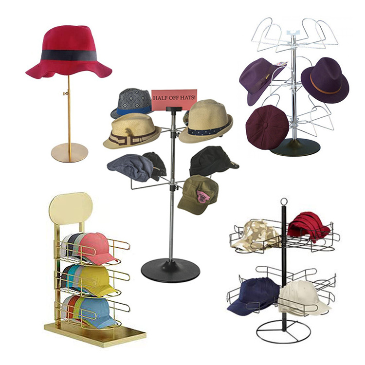 Commercial Shop Bucket Pegboard Funko Wheels Hooks Mounted Wire Wood Counter Pop Hat Holder Cap Hat Display Rack Stand