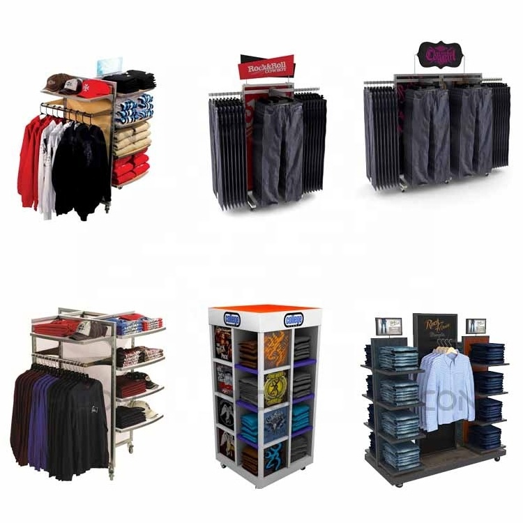 Wholesale Retail Shirt Display Boutique Luxury Children Kids Clothing Shelves Store Fixtures T Shirt Display Racks