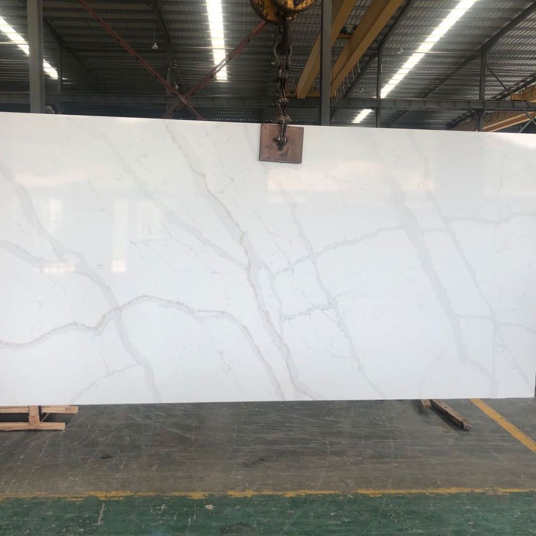 Artificial Calacatta White Quartz Stone Slabs wholesale Price Marble Style for bathroom top Kitchen Countertop