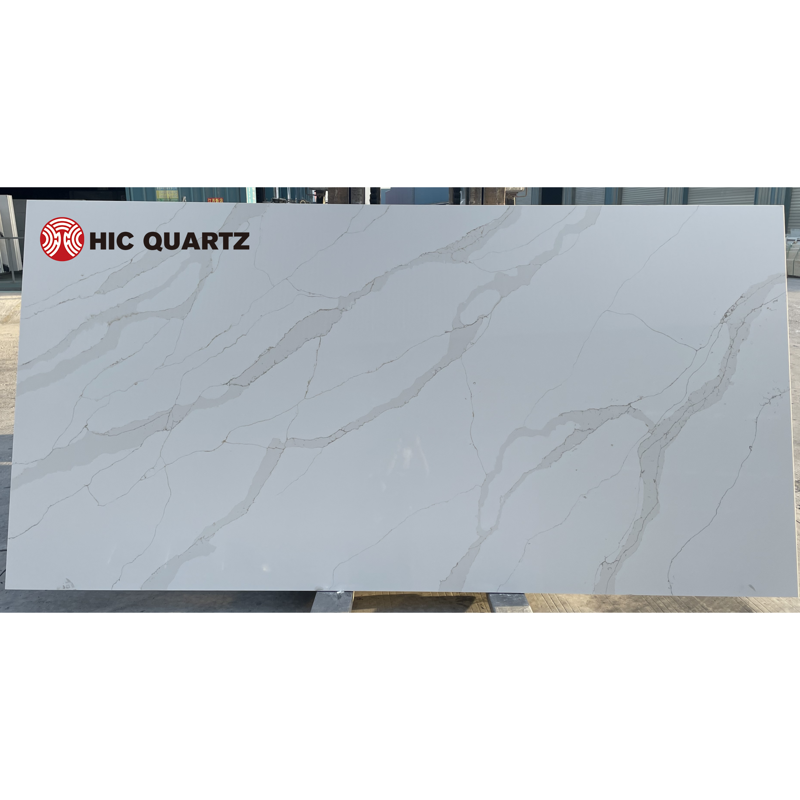 HIC Quartz Polished Quartz For Stone Kitchen Countertops Artificial Calacatta Gold Quartz Slab