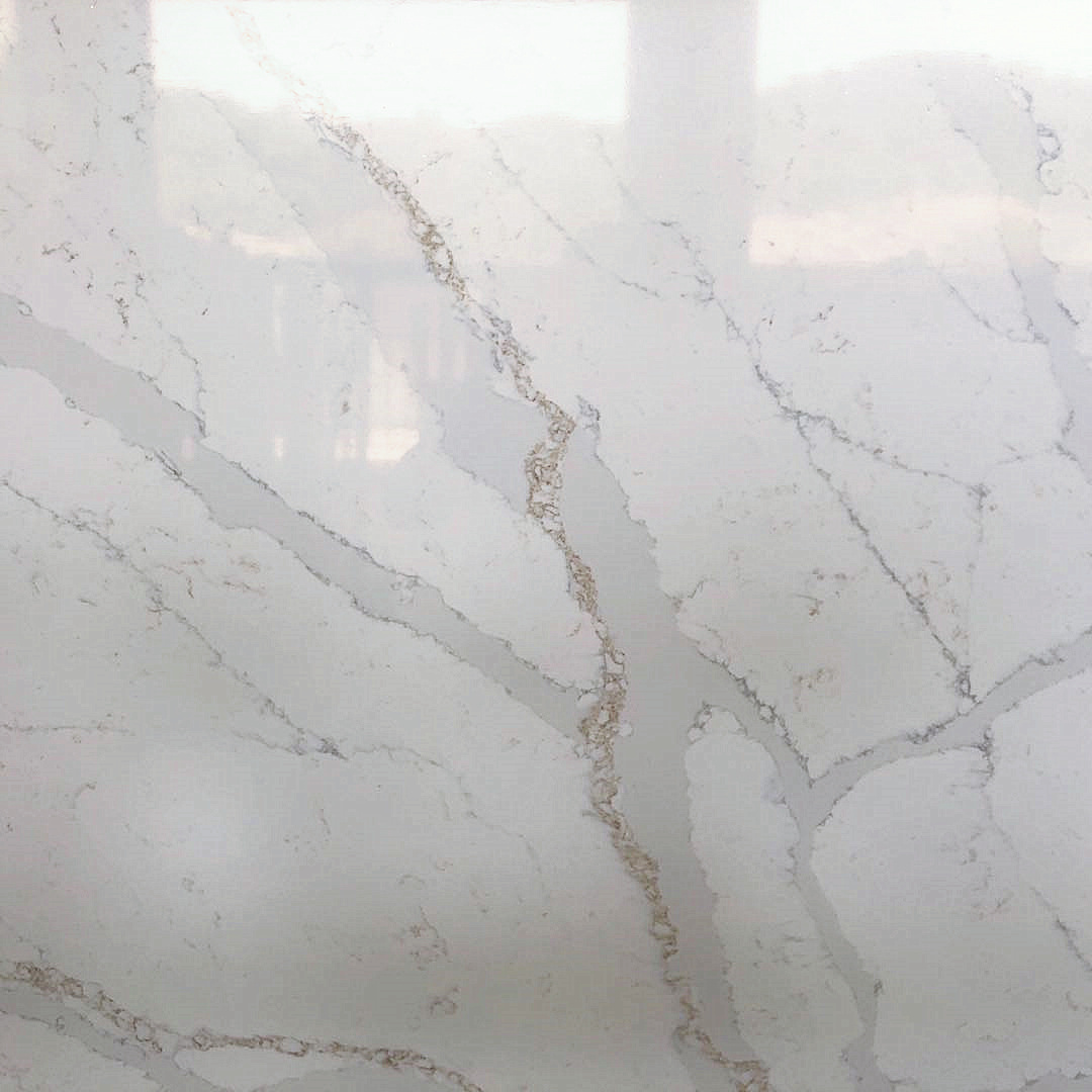 Artificial Calacatta White Quartz Stone Slabs wholesale Price Marble Style for bathroom top Kitchen Countertop