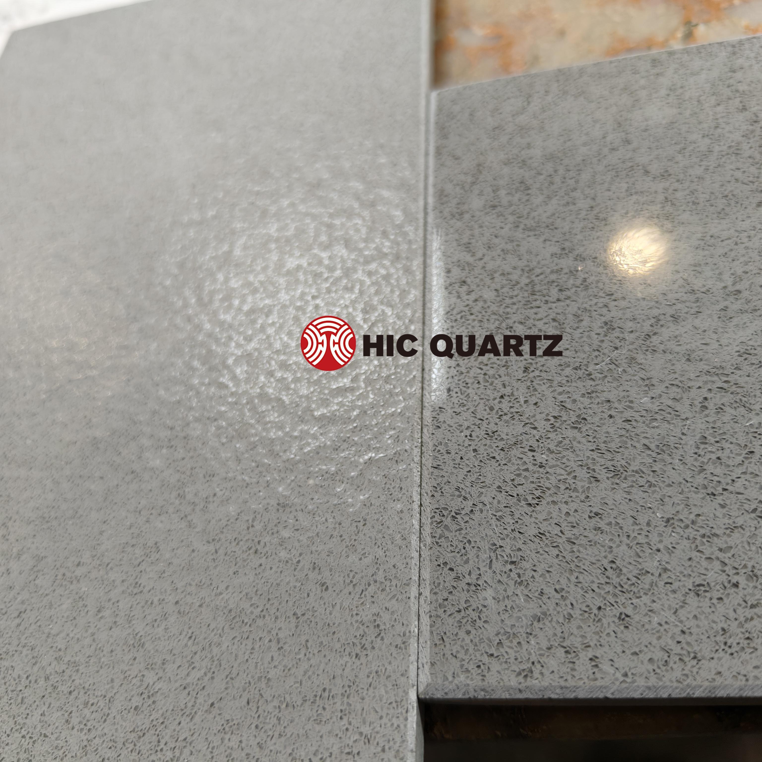 Leathered Finish Countertops Grey Color artificial stone marble slabs cuarzo quartz Synthetic Stone