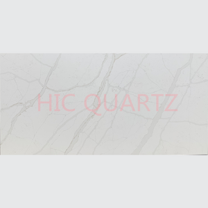 HIC QUARTZ Calacatta White Tax Free Artificial Quartz Stone Slab Kitchen Countertop with Competitive Price Sale Choice Top Edge