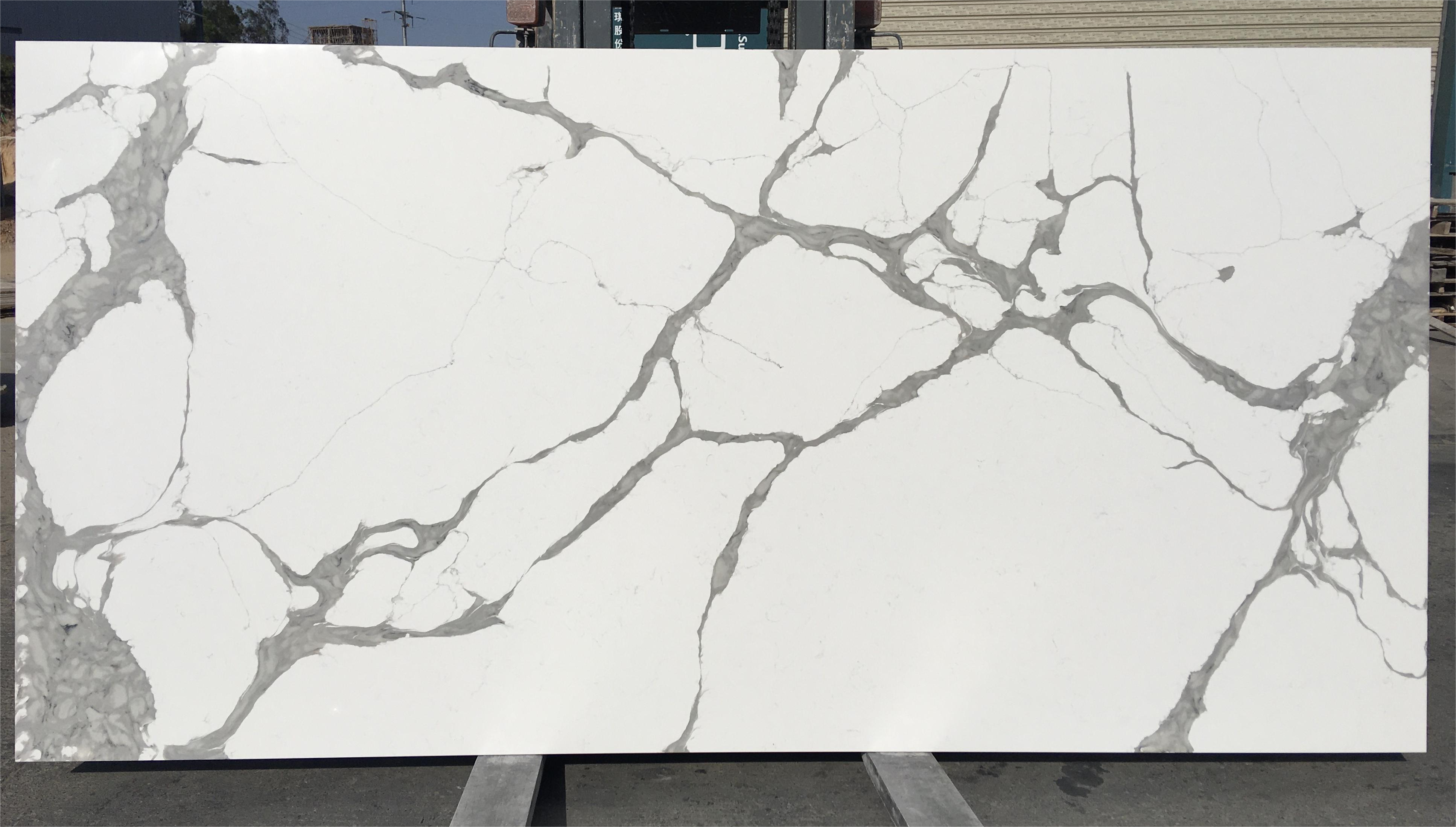 Best sells Calacatta White Artificial Stone Elegant Design Marble Stone Quartz Slabs Porcelain Artificial Quartz Stone Slab