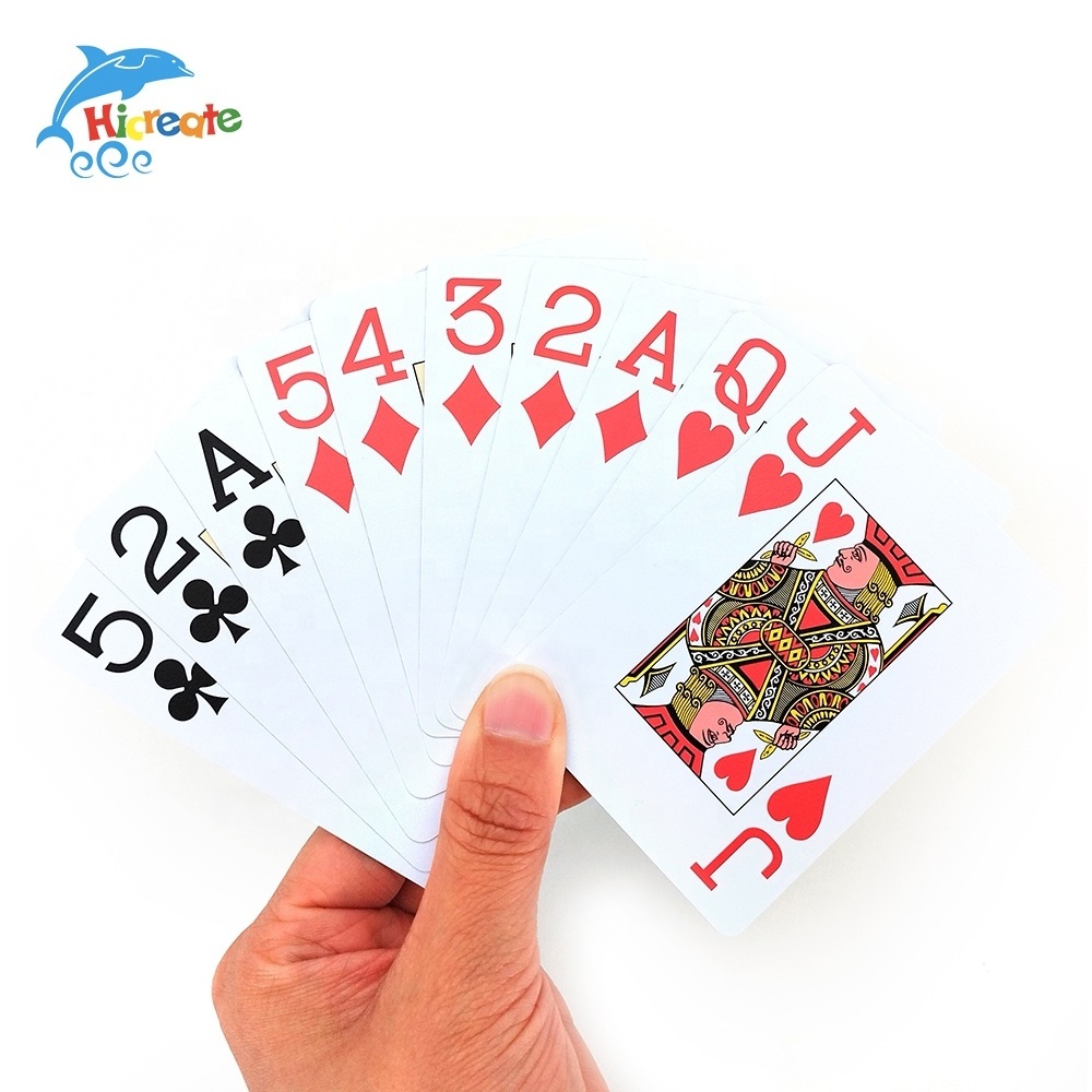 Hicreate verified pro Customized Logo Paper Poker Card Game Playing Cards Advertising PVC Waterproof Playing Cards