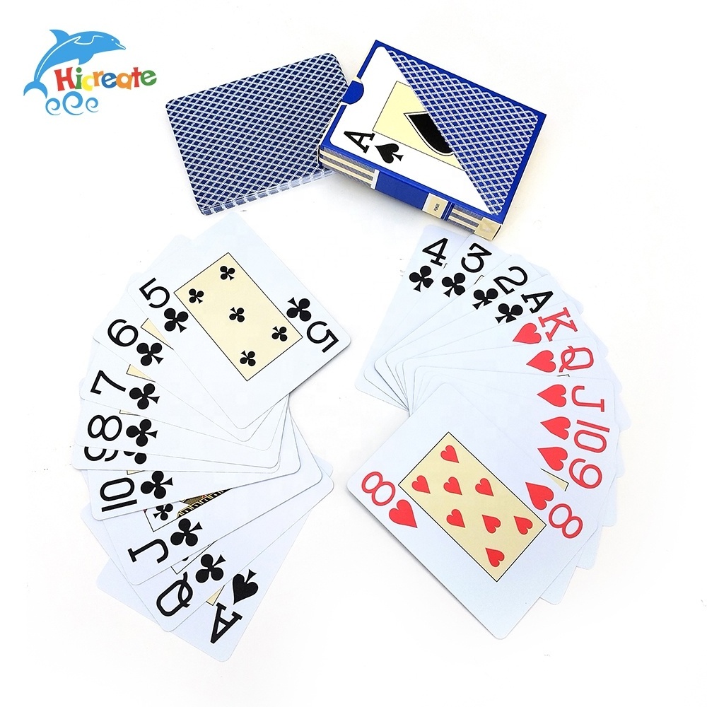 Hicreate verified pro Customized Logo Paper Poker Card Game Playing Cards Advertising PVC Waterproof Playing Cards