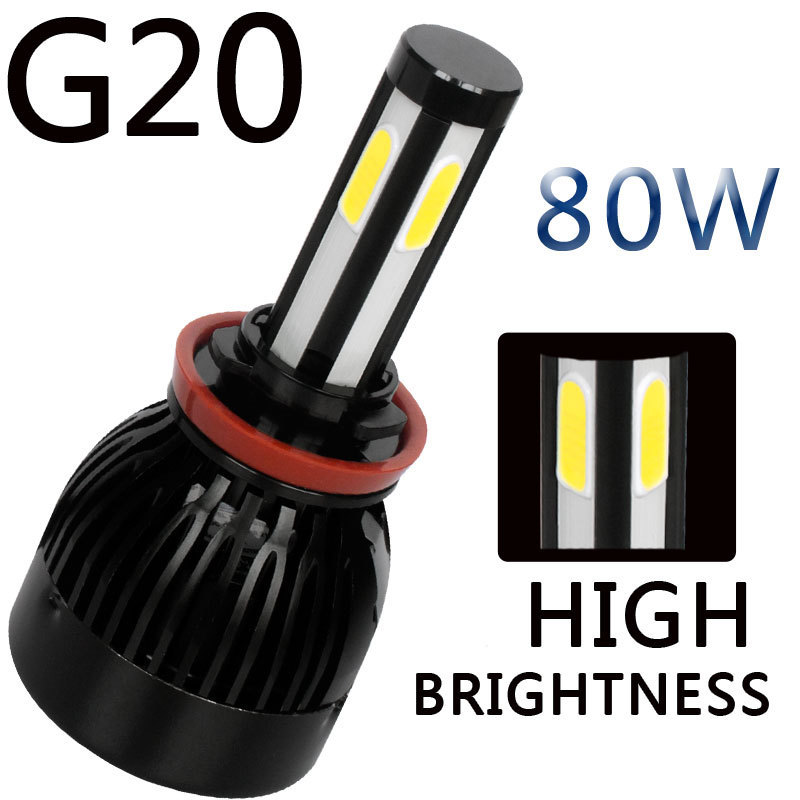 Car Auto G20 9005 HB3 Led Headlight 40w*2 6000K 8000K 12V Lighting H11 H7 9006 HB4 HI/LO H4 H13 Fog Headlamps Bulb All In One