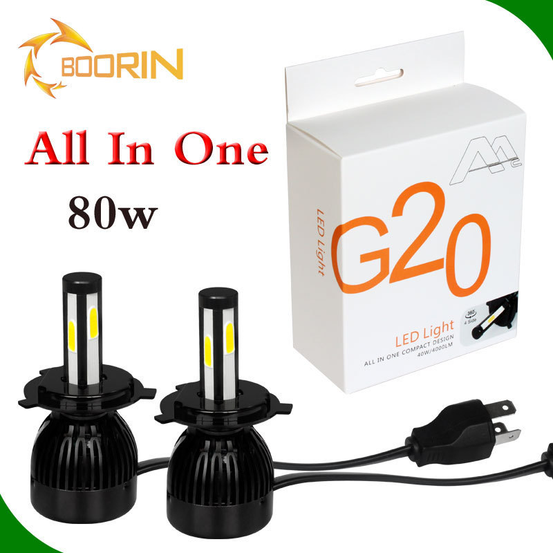 Car Auto G20 9005 HB3 Led Headlight 40w*2 6000K 8000K 12V Lighting H11 H7 9006 HB4 HI/LO H4 H13 Fog Headlamps Bulb All In One