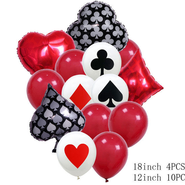 Casino Theme Party Balloons Playing Cards Foil Balloons Casino Party Decoration Supplies for Las Vegas Casino Night Party