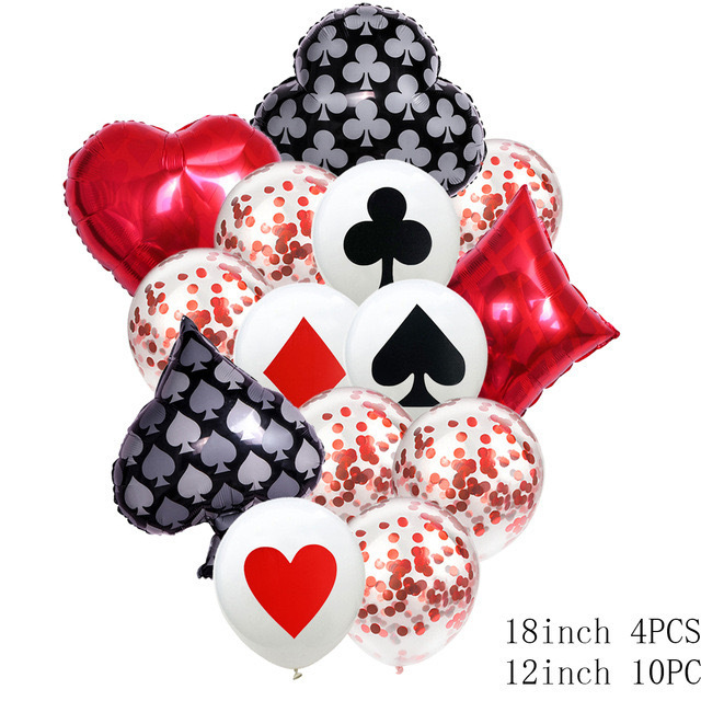 Casino Theme Party Balloons Playing Cards Foil Balloons Casino Party Decoration Supplies for Las Vegas Casino Night Party