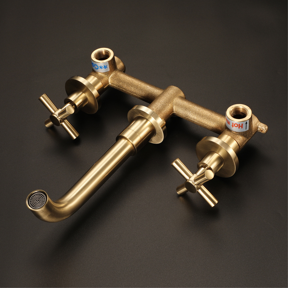 Wall Mounted Sink Faucet Bathroom Hot Basin Faucet brushed goldgoldWashing Basin Faucet