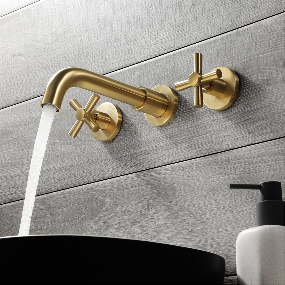 Wall Mounted Sink Faucet Bathroom Hot Basin Faucet brushed goldgoldWashing Basin Faucet