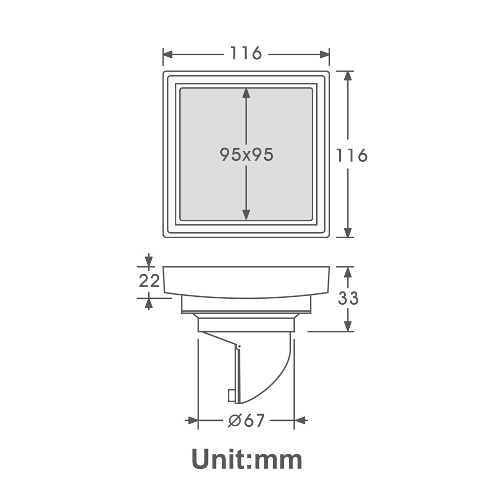 HIDEEP Bathroom Toilet Shower Drains 116x116mm Square Chrome Brass Anti odor Floor Drain