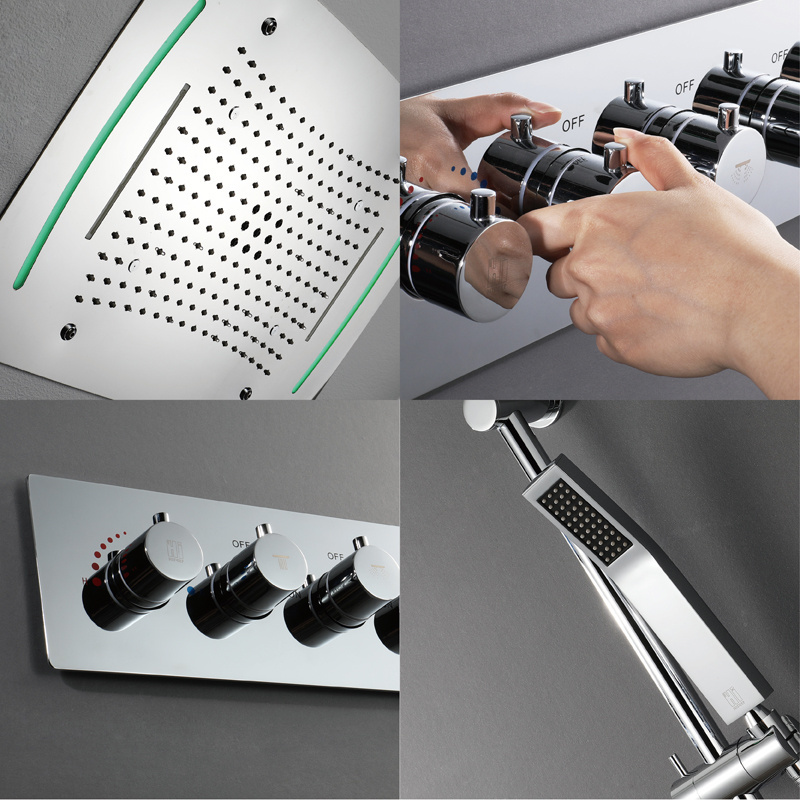 Bathroom thermostatic concealed Led shower faucet mixer