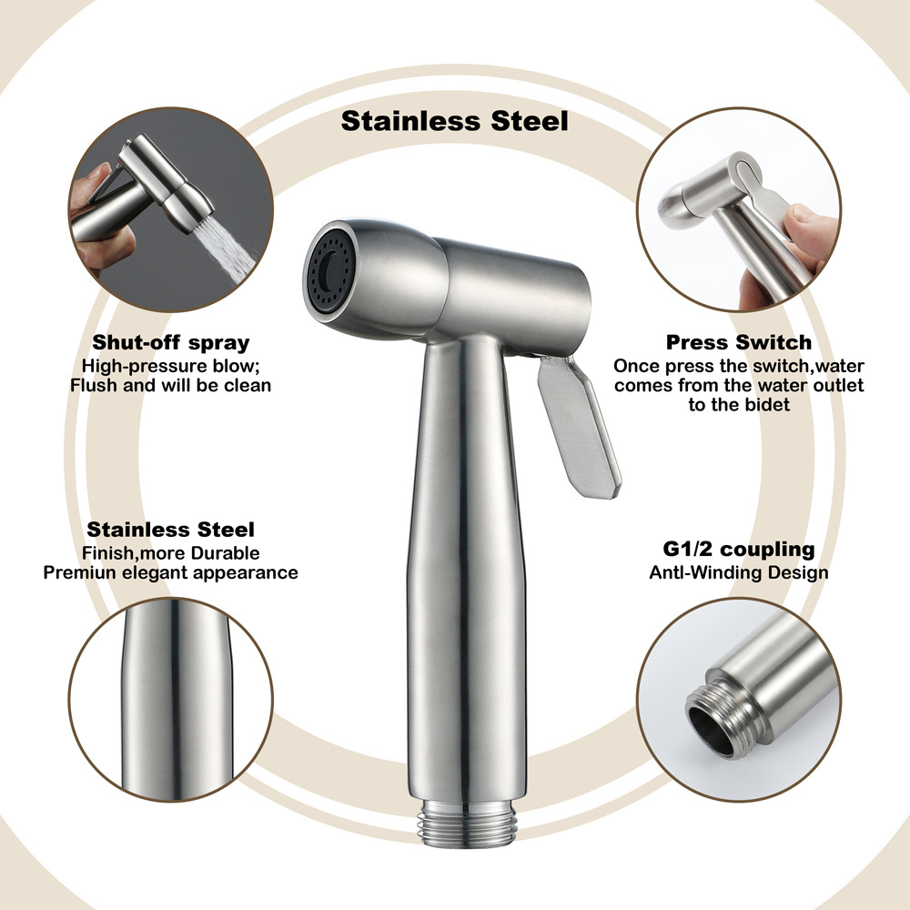 Hand Held Bidet Spray for Toilet Sanitary Wares for Toilet Bidets Stainless Steel Toilet Sprayer