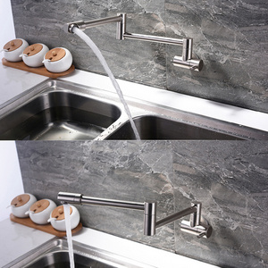 Wall Mounted Folding Single Cold Water Tap Brass Chrome Basin Sink Kitchen Faucet