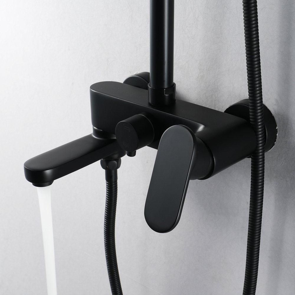 Modern bathroom shower set hot and cold brass mixer black shower faucet