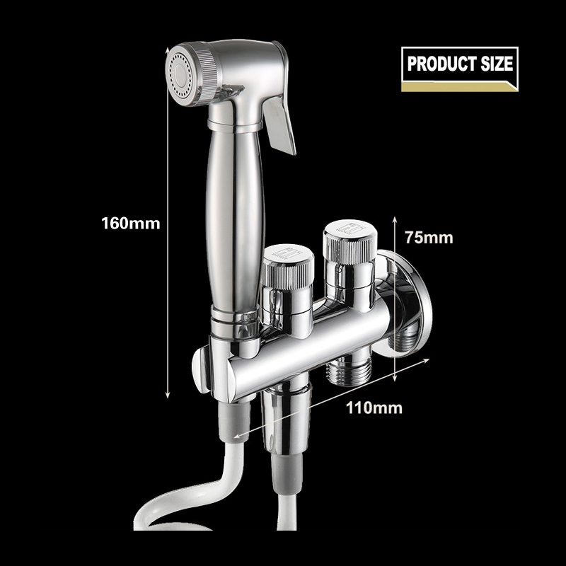 HIDEEP Bidet Spray Gun Set Chrome Plated Brass Body Bathroom Toilet Washing Faucet