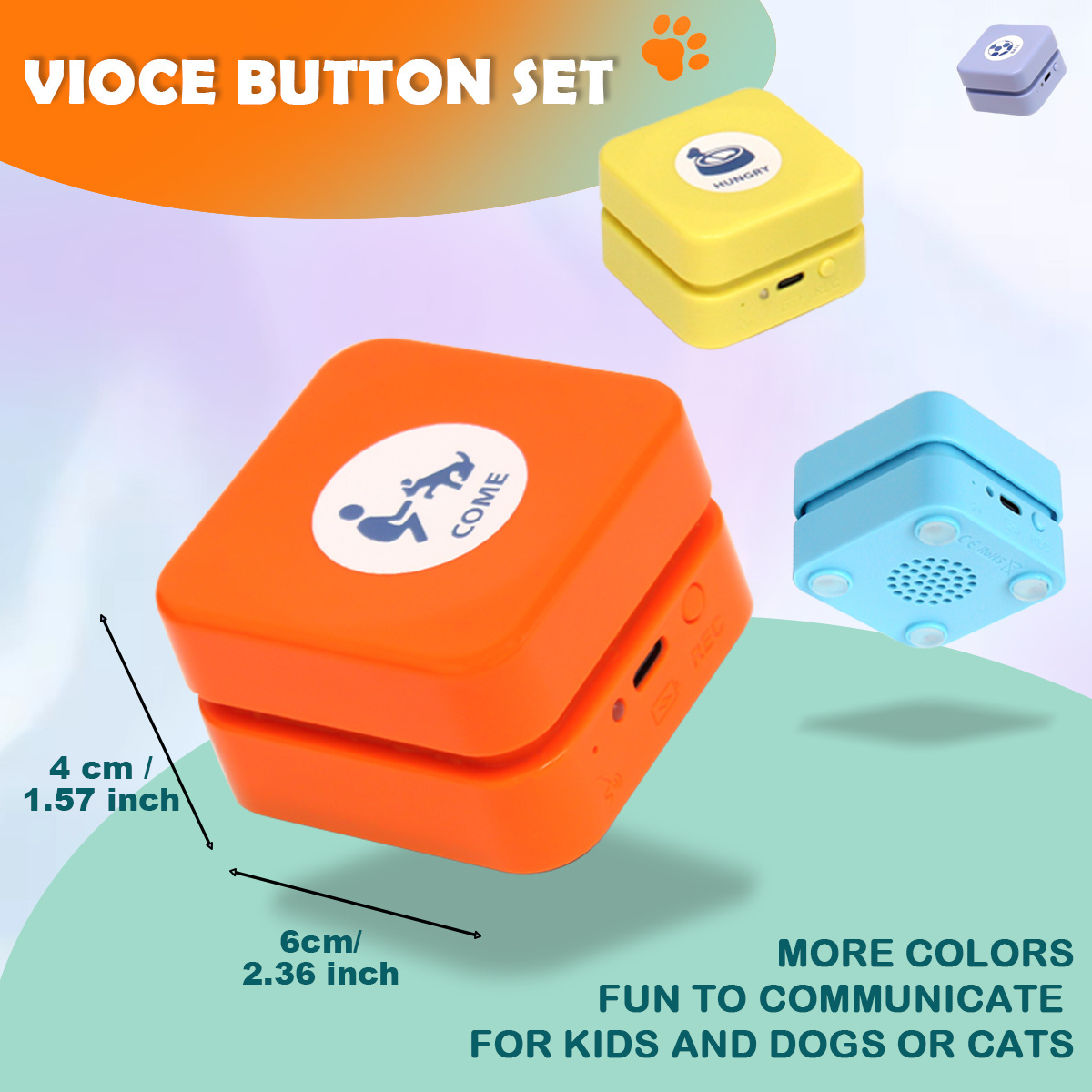 Rechargeable  Dog Buttons for Communication Starter Pack,Voice Recordable Buttons,Training Dogs Talking Recording Button