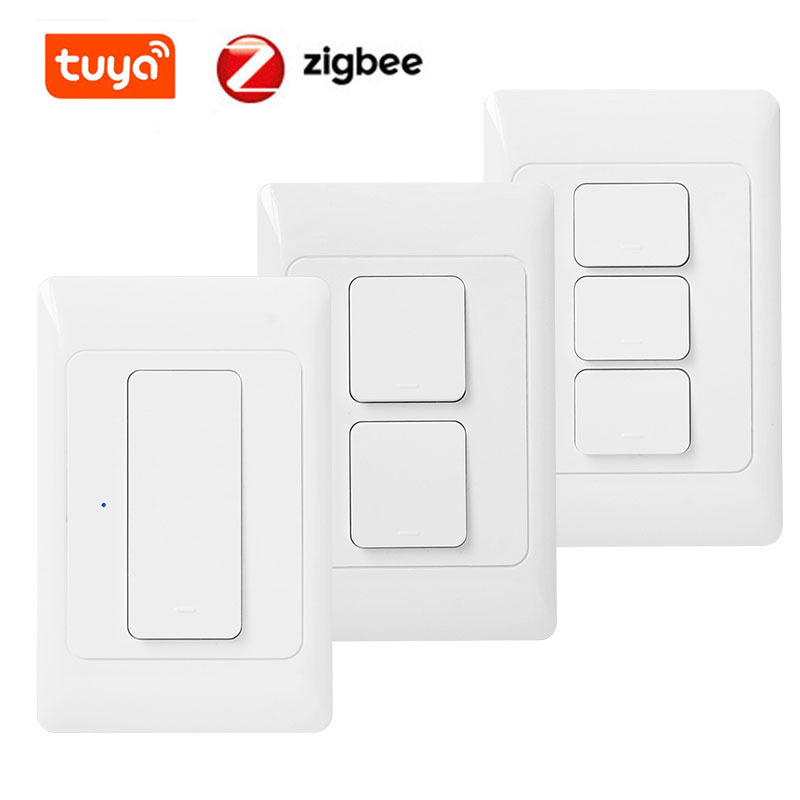 BK chip 3 gang tuya Zigbee smart home lighting control wall switch Zibee 3.0 switch no neutral no capacitor zigbee smart switch