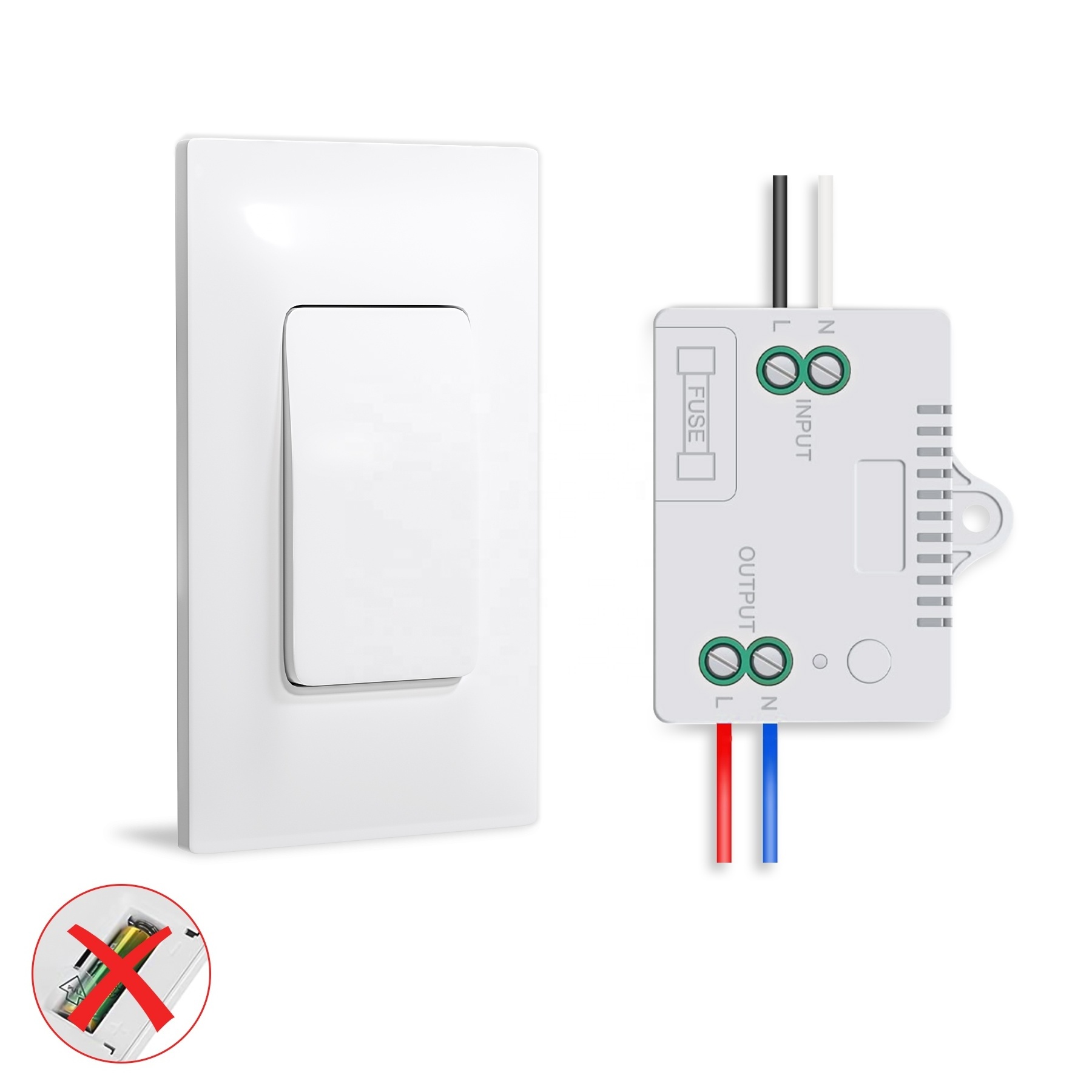 NO WIFI NO BATTERY  Self Powered by kinetic energy Wireless Light Switch Wireless Wall Switch and Receiver Kit