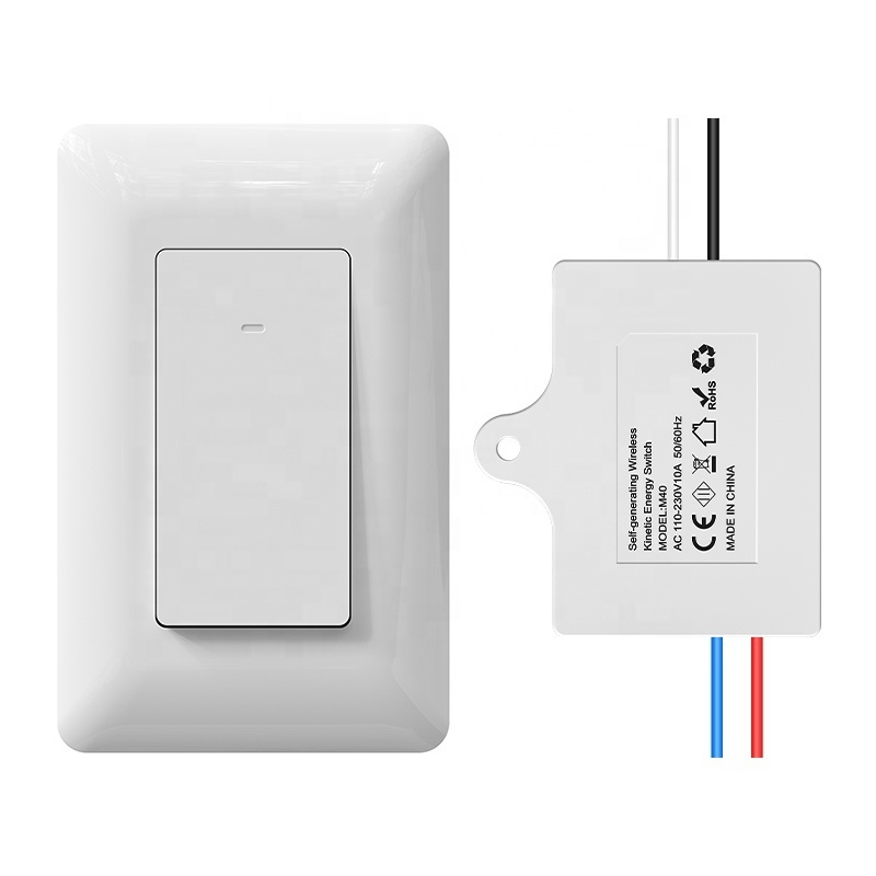 Self-Powered NO battery Wireless Light Switch with Receiver  RF433 Remote Control Receiver Smart Light Switch and Receiver Kit