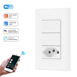 Brazil 2 gang WiFi Smart switch and socket Interruptor Tomada Inteligente Tuya Wifi Home Wall Plugs And Switch