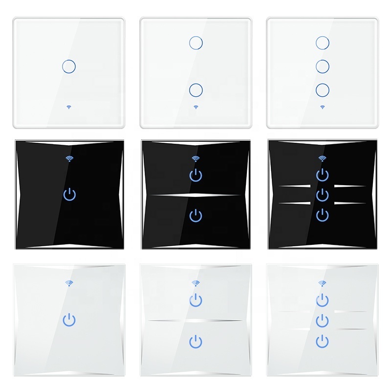 EU Smart home wifi controlled power switch WiFi Smart Wall Touch Light Switch Glass Panel Remote Control Smart Touch Switch