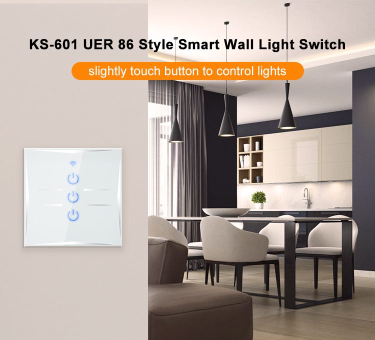 EU Smart home wifi controlled power switch WiFi Smart Wall Touch Light Switch Glass Panel Remote Control Smart Touch Switch