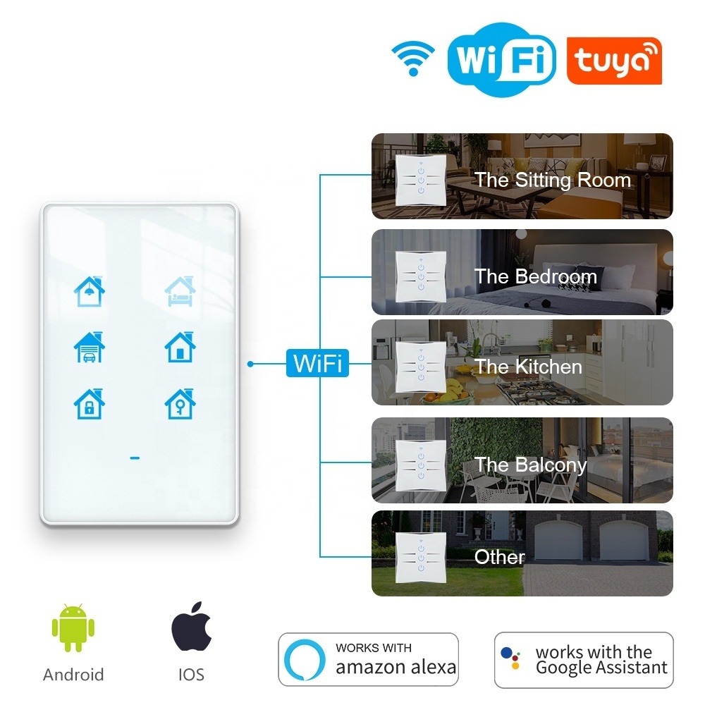 US EU WiFi Smart Scene Switch 2.4GHz Wi-Fi Light Switch Supports Siri, Alexa, Google Assistant & SmartThings