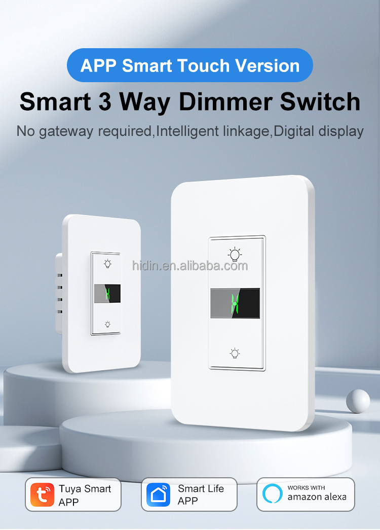 US Milfra 15A 3 Way Smart Life/Home App Voice Remote Control wifi dimmer switch TRIAC smart tuya dimmer switch for led lights