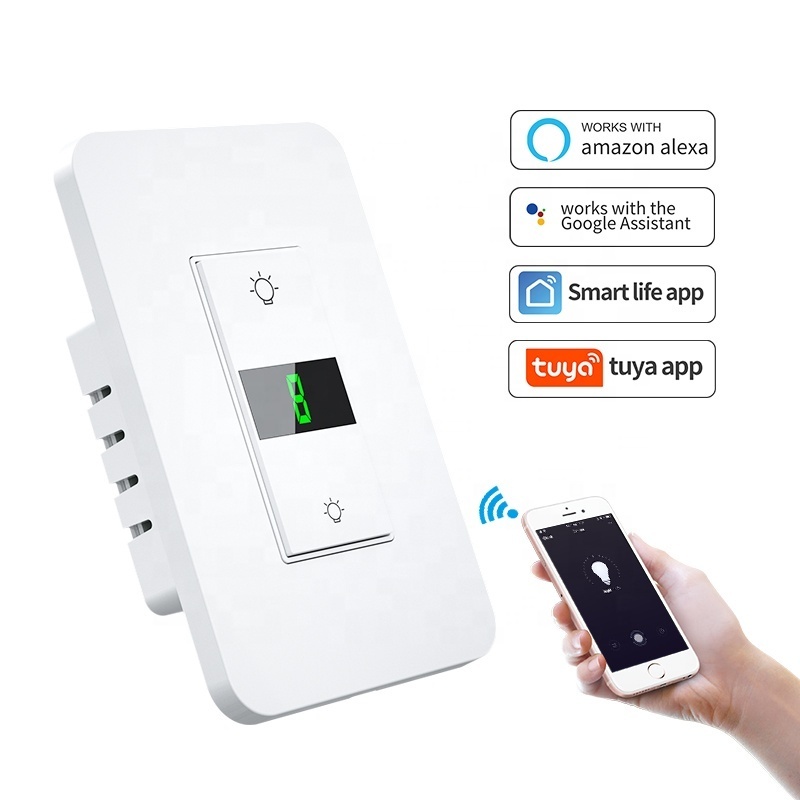 Milfra 15A 3 Way Smart Life/Home App Voice Remote Control wifi dimmer switch TRIAC smart tuya dimmer switch for led lights