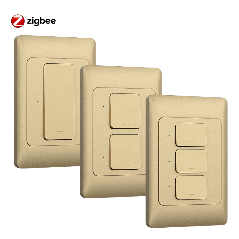 Australia Mobile Remote Control light switch ZigBee No Neutral Zigbee Smart Wall Push Button Switch