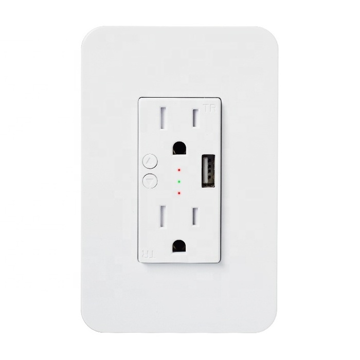 Tuya App US Standard TR Protection Timer Smart Power Outlet Universal WiFi Electrical Wall Socket with USB Port