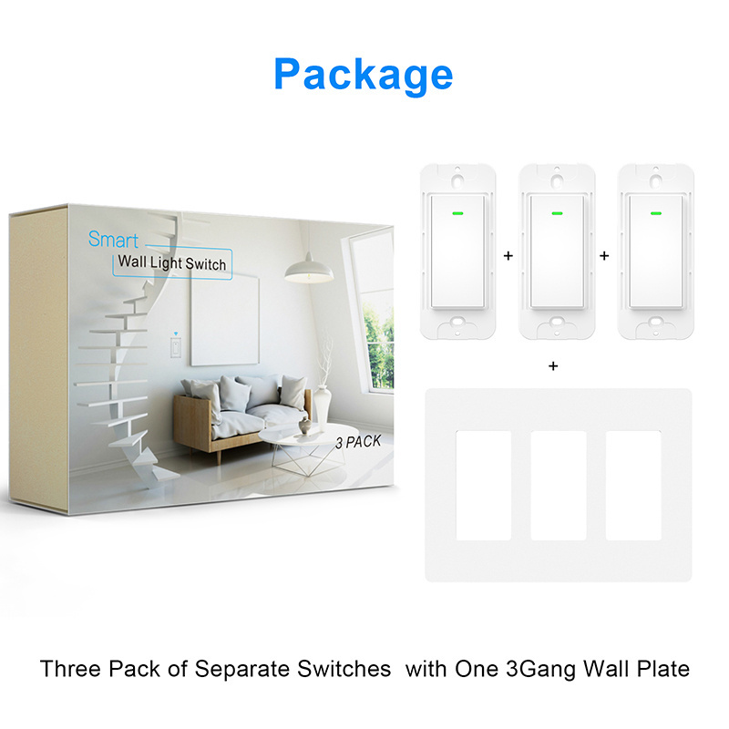 Smart Switch Smart Light Switch 2 Gang 3gang WiFi Light Switch Work with Alexa Google Home