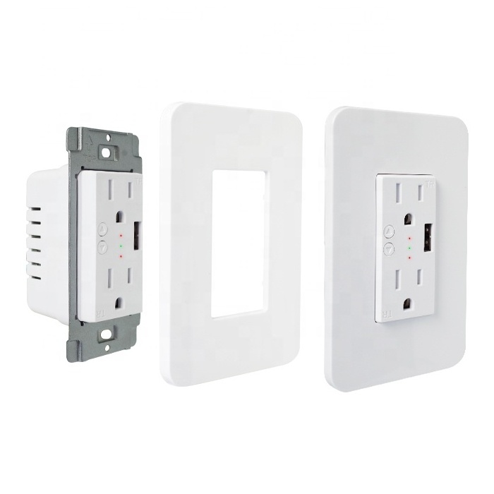 Tuya App US Standard TR Protection Timer Smart Power Outlet Universal WiFi Electrical Wall Socket with USB Port