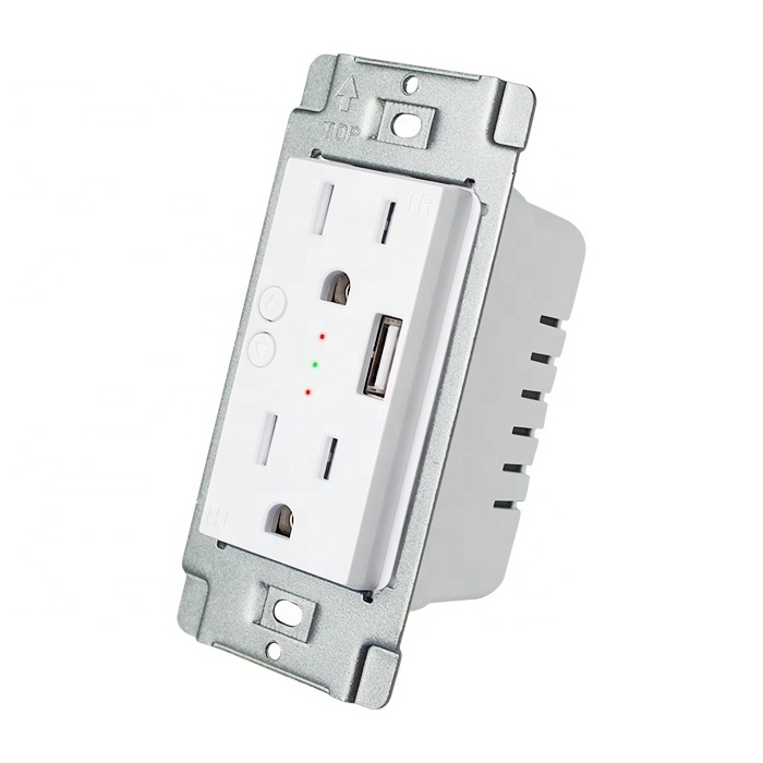 Tuya App US Standard TR Protection Timer Smart Power Outlet Universal WiFi Electrical Wall Socket with USB Port