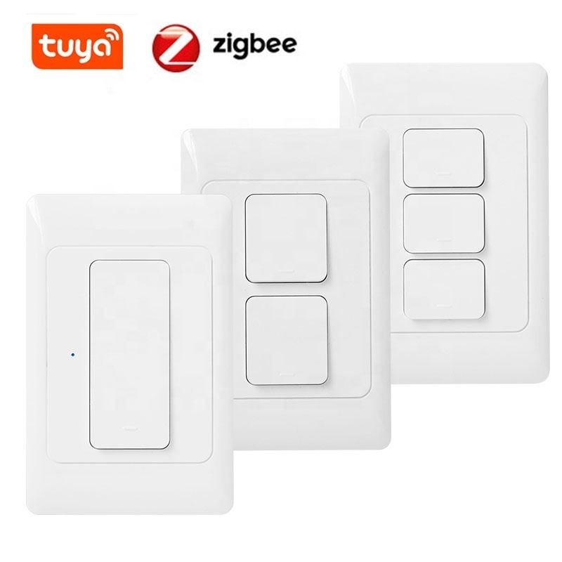 Milfra No Neutral No Capacitor Tuya Zigbee Push Button Switches Physical Smart US AU Light Wall non-neutral smart wire switch