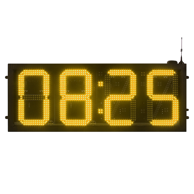 USA Outdoor Yellow Color Led Time And Temperature Sign Waterproof Led Clock Time Date Temperature Screen