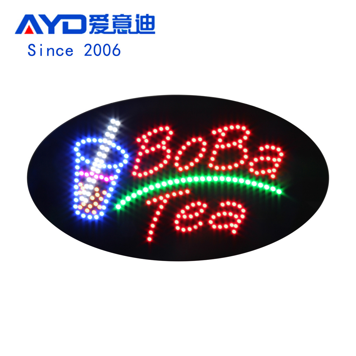 15*27 Inch Super Bright BoBa Tea LED Open Sign, Customized Business Shop Advertising Billboard Indoor Sign